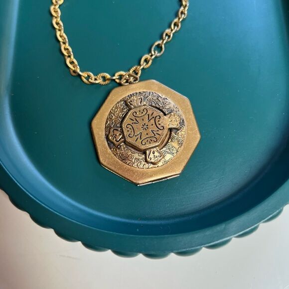 Vintage 1960s Bohemian Ornate Carved Buddhist Medallion Hexagon Pendant - Picture 2 of 5